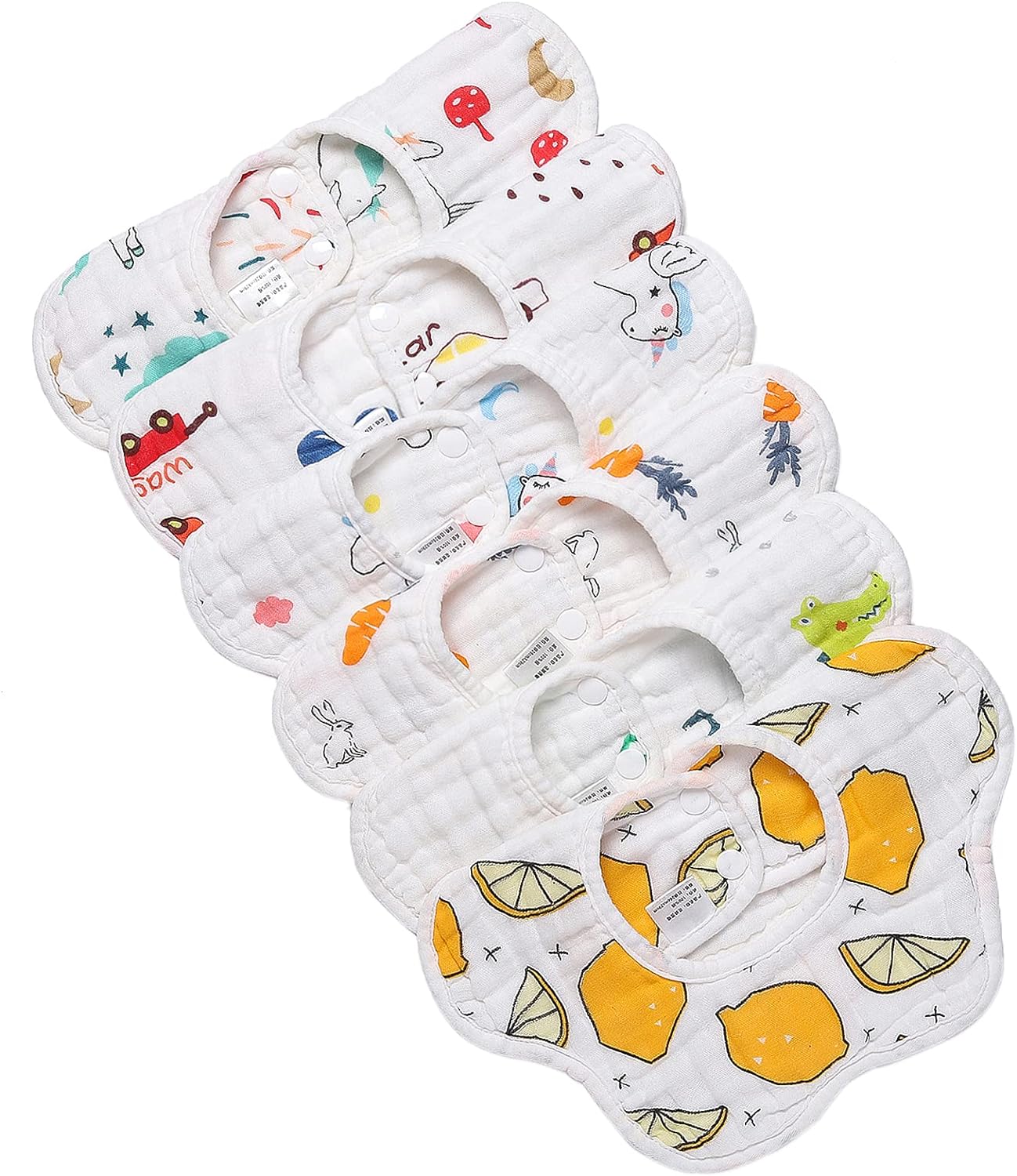 251103224753362_1 6pcs Baby Petal Bibs 360Degree Rotating Multicolor 100percent Cotton Super Soft and Absorbent with 8 Layers of Gauze Suitable for 03 Years Old Boys and Girls Who Are Teethi - Image 1